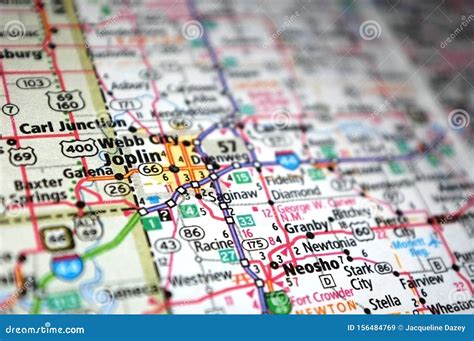 Extreme Close Up Of Joplin Missouri In A Map Stock Image Image Of