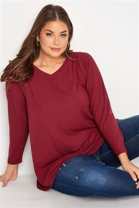 Plus Size Red Long Sleeve Top Yours Clothing