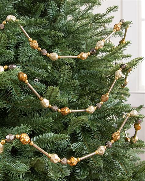 Bronze Antiqued Beaded Christmas Tree Garland Set | Balsam Hill