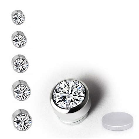 Shiny Magnetic Crystal Fake Stud Earrings Clip On Non Piercing Earring