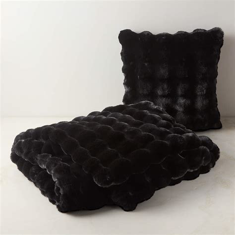 Farleigh Black Faux Fur Throw Blanket + Reviews | CB2