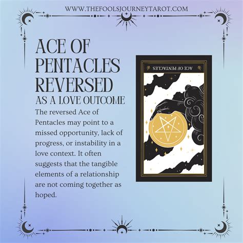 Ace Of Pentacles As Love Outcome Upright Reversed The Fools