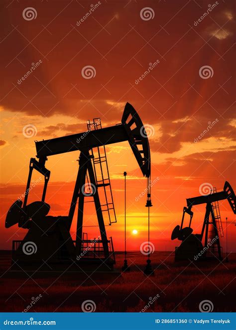 Set Of Oil Rigs Silhouettes Vector Illustration CartoonDealer