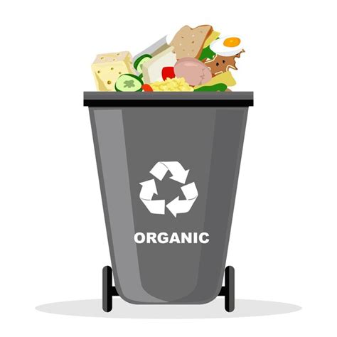 Premium Vector Garbage Trash Bin For Organic Recycle In A Flat Design