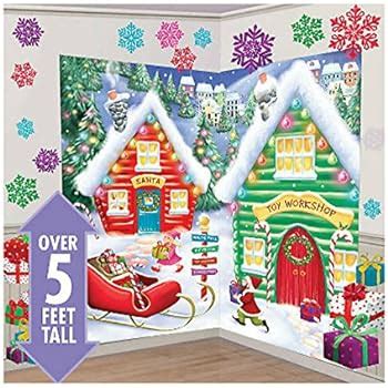 Amazon.com: SANTA'S WORKSHOP Scene Setter Christmas party wall decor ...