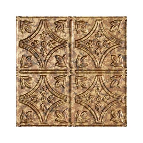 Fasade Easy Installation Traditional 1 Cracked Copper Glue Up Ceiling Tile Ceiling Panel 12 X