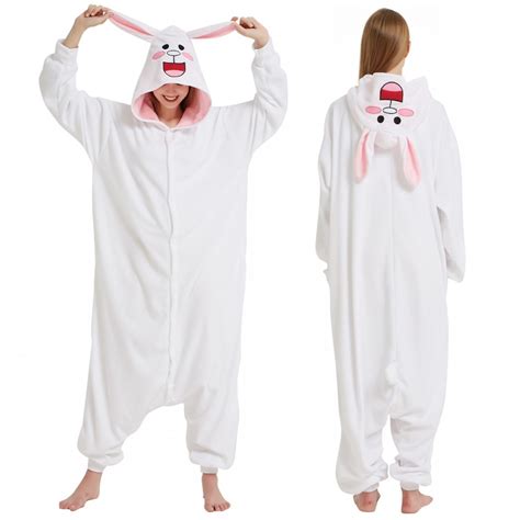 White Rabbit Onesie Pajamas For Adult And Teens Animal Onesies