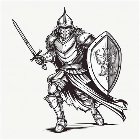 Premium AI Image | a drawing of a knight with a sword and shield.