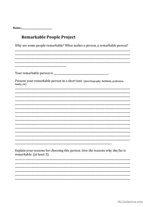 Remarkable People: English ESL worksheets pdf & doc