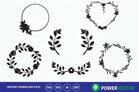 Floral Wreath Svg Collection. Invitation decoration clipart. Floral ...