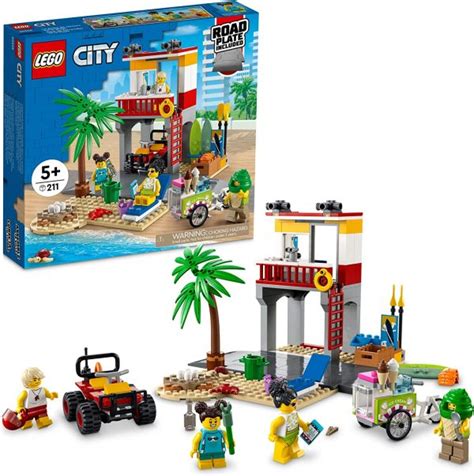 Lego City Beach Lifeguard Station 60328 Building Kit For Ages 5 With 4 Minifigures And Crab