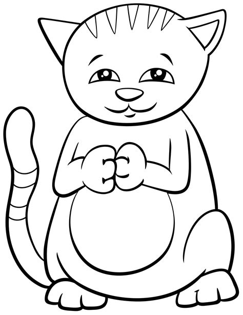 Gato O Gatito Personaje Página De Libro Para Colorear 1892760 Vector En