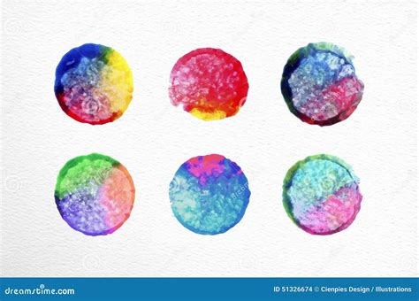 Watercolor Circle Set Hand Drawn Illustration Stock Vector