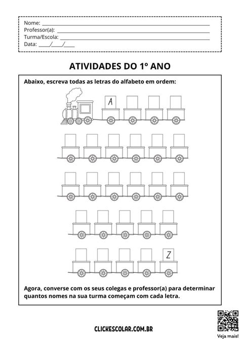 Tarefas Primeiro Ano - Atividades do Primeiro ano – Click Escolar