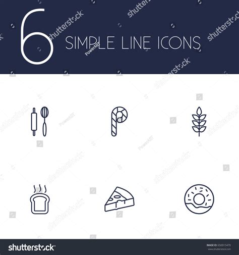 Set Food Outline Icons Setcollection Stock Vector Royalty Free