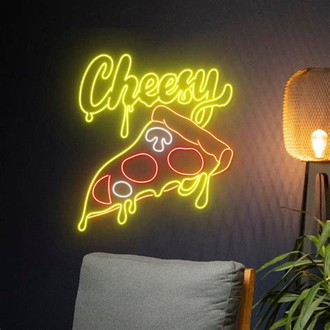 Handmadetneonsign Cheesy Pizza Neon Sign Cheesy Pizza Neon Light