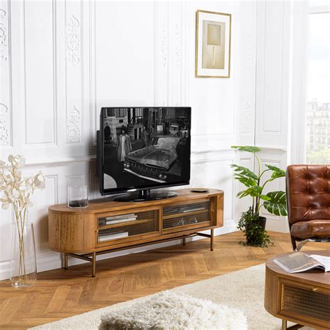 Meuble Tv Ovale En Bois Et Verre Burgos Meubles Tv Pier Import