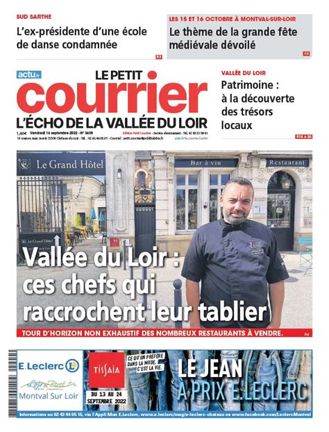 Le Petit Courrier L Echo de la Vallée du Loir N3638 du 16 septembre