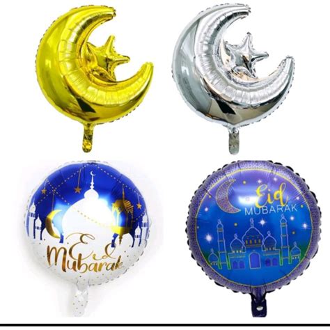 Jual Balon Foil Bulan Bintang Eid Mubarak Hiasan Ramadhan Idul Fitri