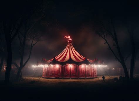 AI generated a circus tent at night with a red tent against white ...