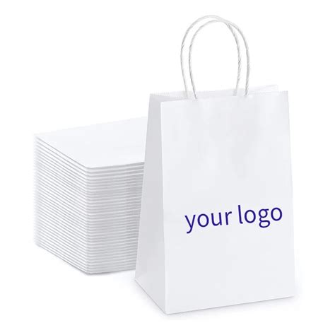 Custom White Paper Bags with Logo - 18 x 7 x 18 Inches