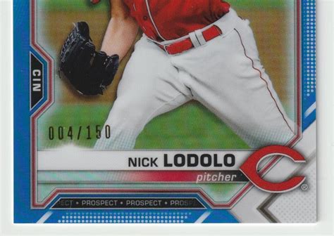 NICK LODOLO 2021 BOWMAN CHROME PROSPECTS BCP 20 BLUE REFRACTOR S N 4