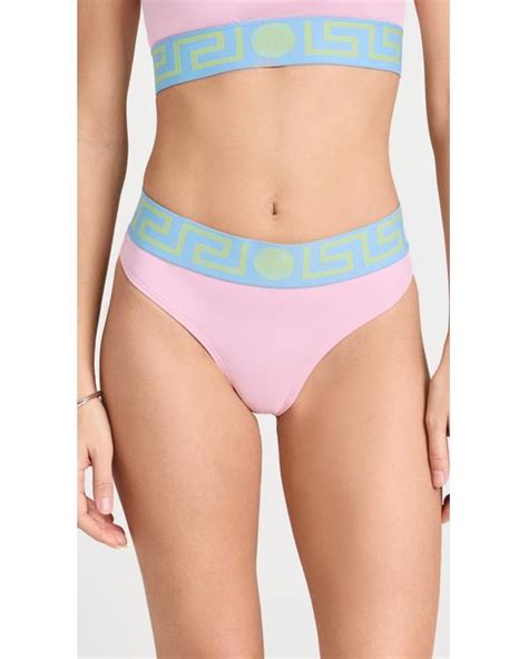 Versace Swim Slip Lycra Vita Recycled Bikini Bottoms In Pink Lyst