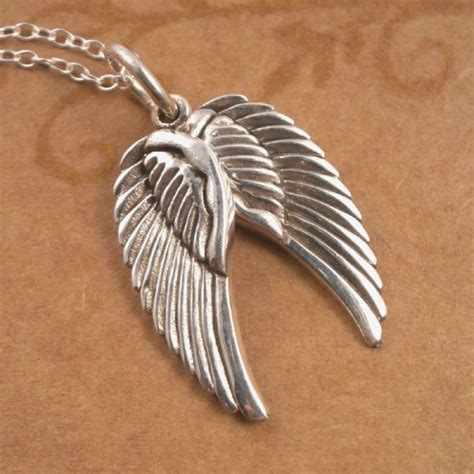 Sterling Silver Pair Of Angel Wings Necklace Silver Willow Jewellery