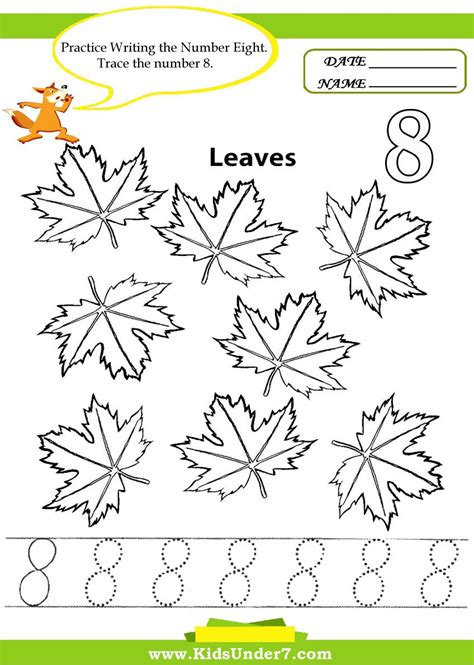 Kids Under 7 Number Tracing 1 10 Worksheet Part 1 Pattern