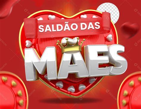 Selo 3D Saldão das Mães Vermelho e Branco para Composição PSD download