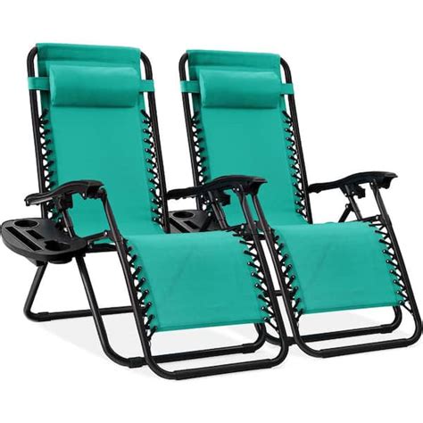 Best Choice Products Mint Metal Zero Gravity Reclining Lawn Chair With Cup Holders 2 Pack