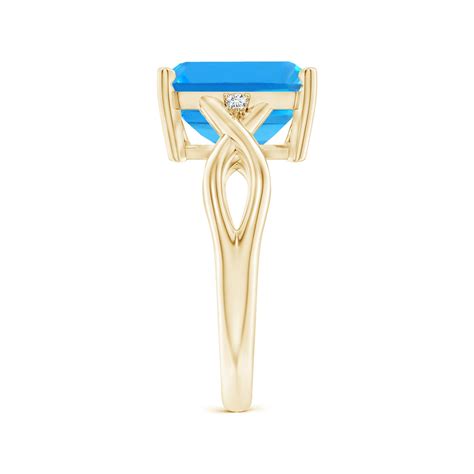 Angara Twist Shank Emerald Cut Swiss Blue Topaz Statement Ring Ebay