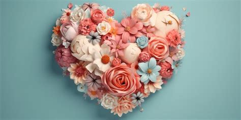 Premium AI Image A Floral Arrangement In The Form Of A Heart Set