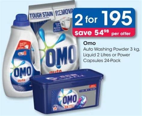 Omo Auto Washing Powder 3kg Liquid 2l Or Power Capsules 24 Pack Offer At Clicks