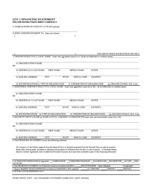 Fillable Online Ucc 1 Financing Statement Instructions Fax Email