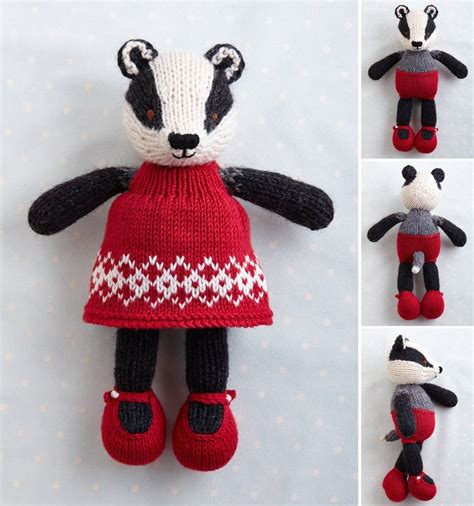 Toy Knitting Pattern for a Badger in a Dress 9 Inches Tall, Instant ...