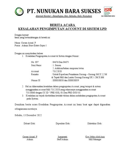 Berita Acara Keterlambatan Grn Pdf