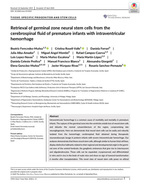 Pdf Retrieval Of Germinal Zone Neural Stem Cells From The