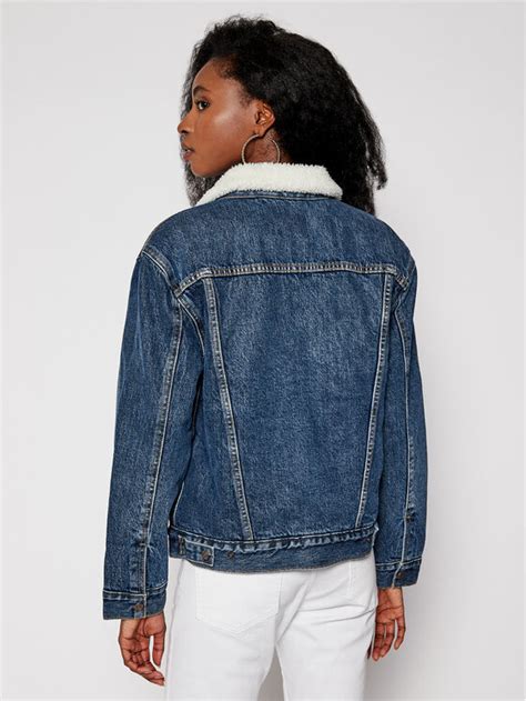 Levi S Veste En Jean Ex Boyfriend Sherpa Trucker 36137 0034 Bleu