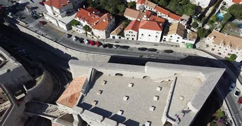 Aerial view of the city walls of Dubrovnik, Croatia. A fortified city ...