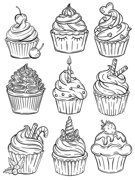 Pin by Rébecca Vansteene on coloriages in 2024 Cupcake coloring pages