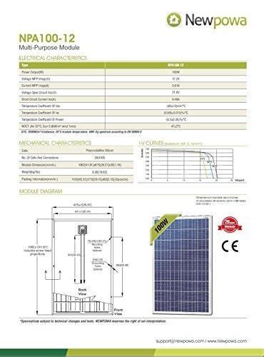 Newpowa Panel Solar Policristalino De 12 Voltios 100 Vatios Envío gratis