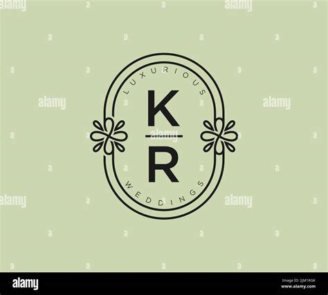 KR Initials Letter Wedding Monogram Logos Template Hand Drawn Modern