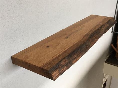 Zwevende Houten Wandplank Massief Eiken Boomstam 100 Cm