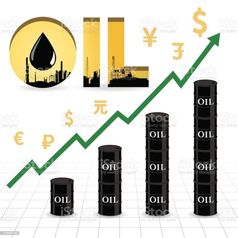 Crude Oil Price Increase Illustration With Uptrend Green Arrow Stock