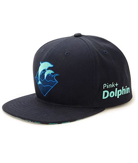 Pink Dolphin Waves Logo Strapback Hat | Zumiez