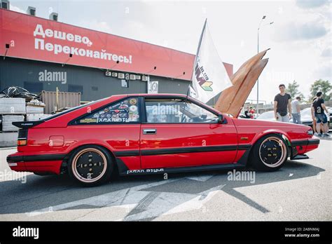 KYIV-28 JULY,2019: JDM car show outdoor.Tuned Japanese drift cars expo ...