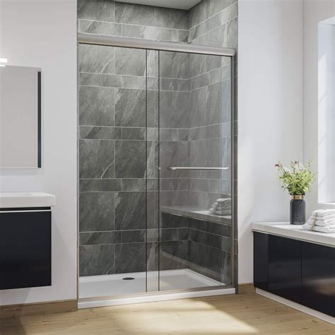 Sunny Shower Bypass Sliding Shower Door Semi Frameless Shower Enclosure