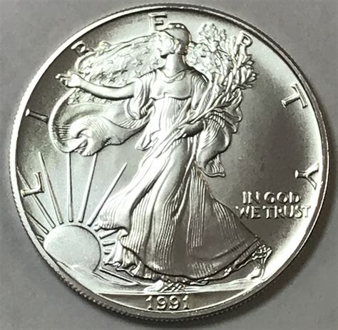 1991 1 American Silver Eagle 1 Oz 999 Fine Silver High Grade