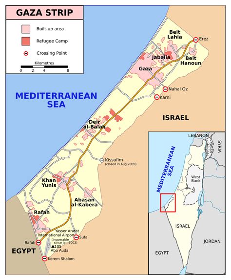 large detailed map gaza strip roads cities gaza strip